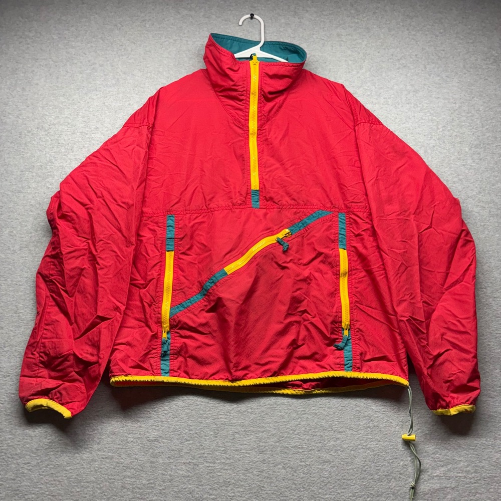Vintage Sierra Designs Anorak Jacket Mens Large Red Colorblock Windbreaker L